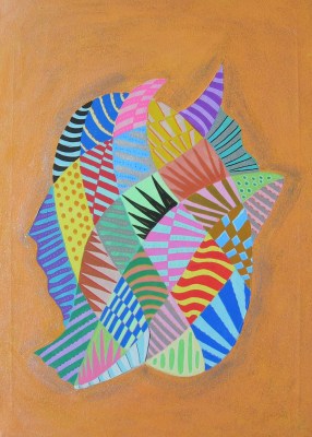 La Toile Visage II Réalisation de Sylvie Thibault peinture acrylique, gouache sur papier