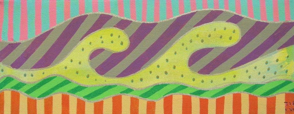 Toile 'vagues' réalisation de Sylvie Thibault peinture sur gouache sur toile